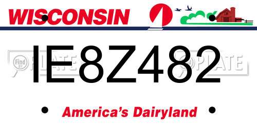 IE8Z482 Wisconsin License Plate