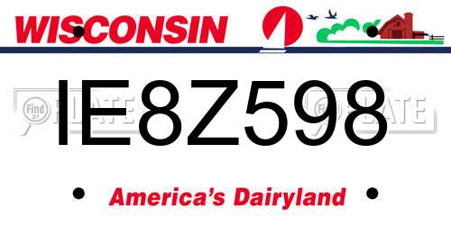 IE8Z598 Wisconsin License Plate