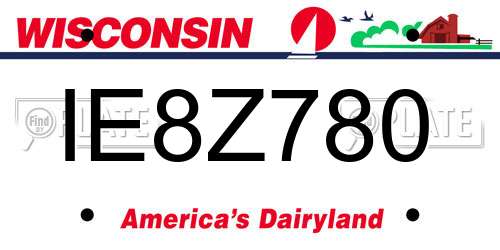 IE8Z780 Wisconsin License Plate
