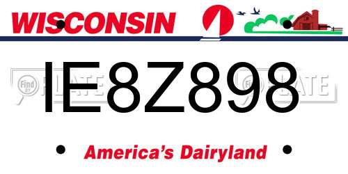 IE8Z898 Wisconsin License Plate