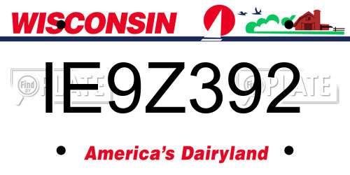 IE9Z392 Wisconsin License Plate