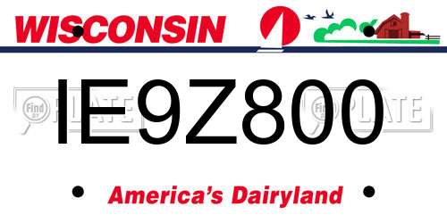 IE9Z800 Wisconsin License Plate