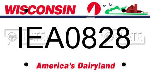 IEA0828 Wisconsin License Plate