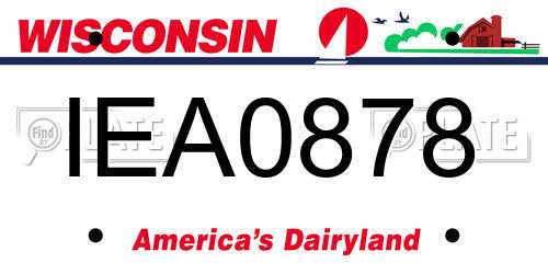 IEA0878 Wisconsin License Plate