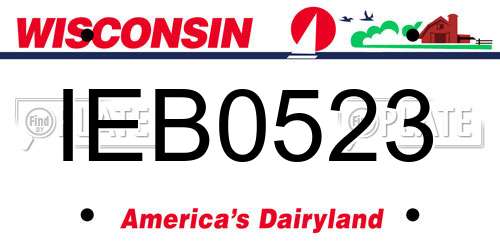 IEB0523 Wisconsin License Plate