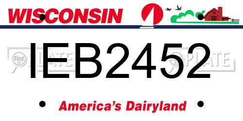 IEB2452 Wisconsin License Plate