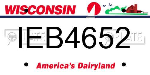 IEB4652 Wisconsin License Plate