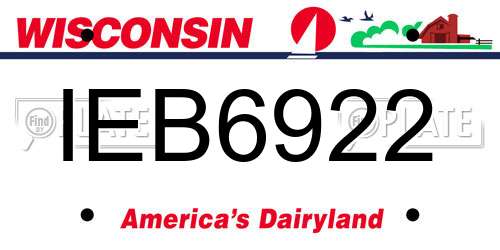 IEB6922 Wisconsin License Plate