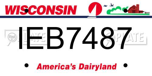 IEB7487 Wisconsin License Plate