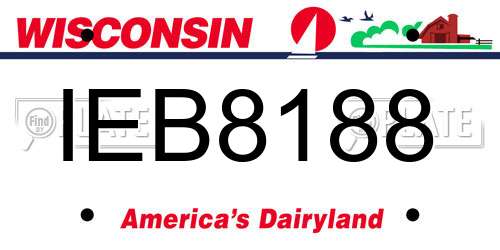 IEB8188 Wisconsin License Plate