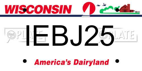 IEBJ25 Wisconsin License Plate