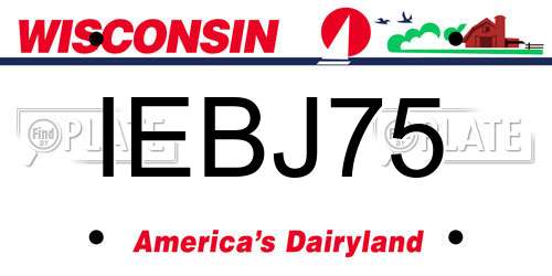 IEBJ75 Wisconsin License Plate