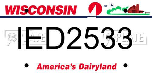 IED2533 Wisconsin License Plate