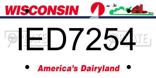 IED7254 Wisconsin License Plate