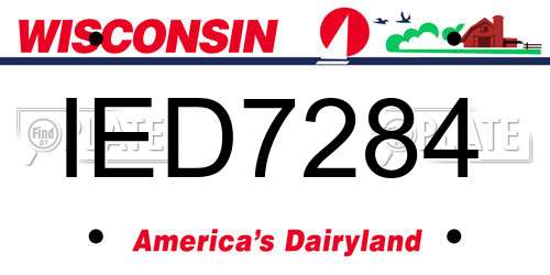 IED7284 Wisconsin License Plate