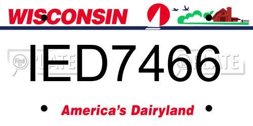 IED7466 Wisconsin License Plate