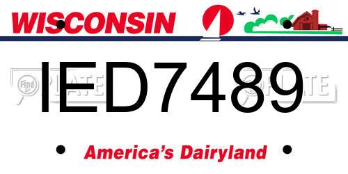 IED7489 Wisconsin License Plate