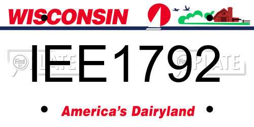 IEE1792 Wisconsin License Plate
