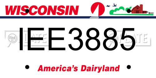 IEE3885 Wisconsin License Plate
