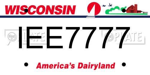 IEE7777 Wisconsin License Plate