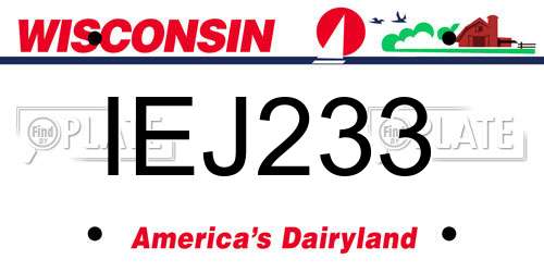 IEJ233 Wisconsin License Plate