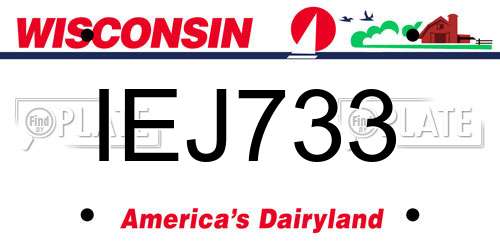 IEJ733 Wisconsin License Plate