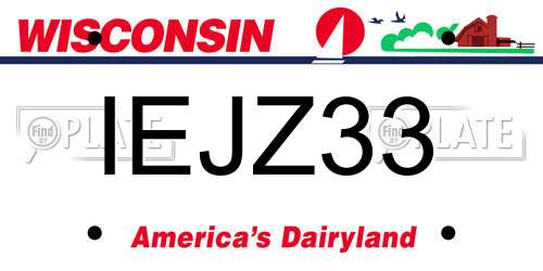 IEJZ33 Wisconsin License Plate