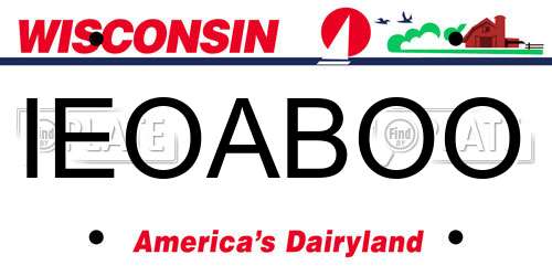IEOABOO Wisconsin License Plate