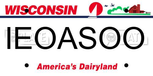 IEOASOO Wisconsin License Plate