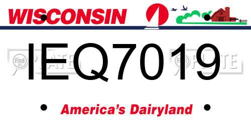 IEQ7019 Wisconsin License Plate
