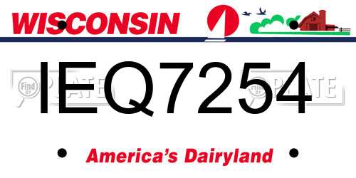 IEQ7254 Wisconsin License Plate