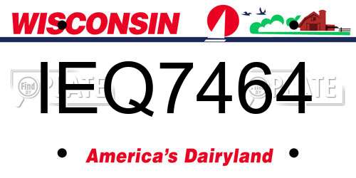 IEQ7464 Wisconsin License Plate