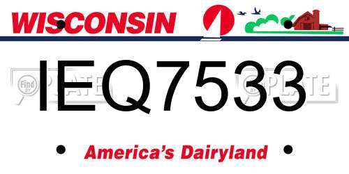 IEQ7533 Wisconsin License Plate