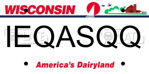 IEQASQQ Wisconsin License Plate