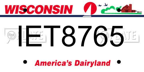 IET8765 Wisconsin License Plate