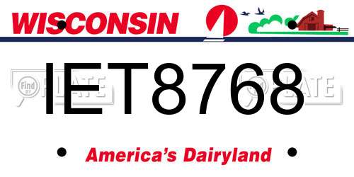 IET8768 Wisconsin License Plate