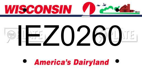 IEZ0260 Wisconsin License Plate