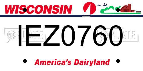 IEZ0760 Wisconsin License Plate