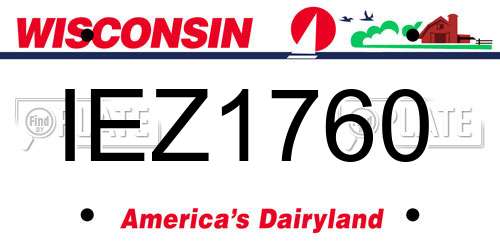 IEZ1760 Wisconsin License Plate
