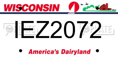 IEZ2072 Wisconsin License Plate