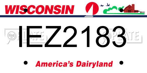 IEZ2183 Wisconsin License Plate