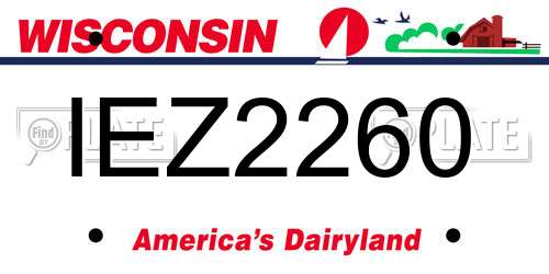 IEZ2260 Wisconsin License Plate