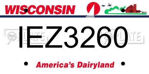 IEZ3260 Wisconsin License Plate