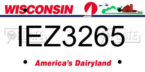 IEZ3265 Wisconsin License Plate