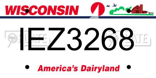 IEZ3268 Wisconsin License Plate