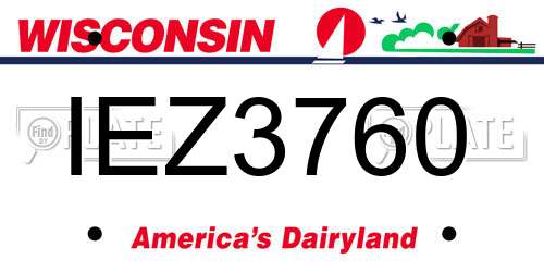 IEZ3760 Wisconsin License Plate