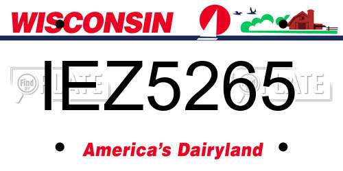 IEZ5265 Wisconsin License Plate