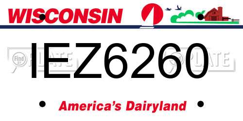 IEZ6260 Wisconsin License Plate