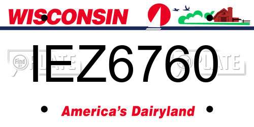 IEZ6760 Wisconsin License Plate