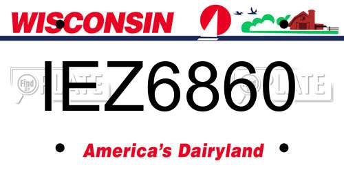IEZ6860 Wisconsin License Plate